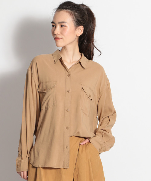 niko and...（ニコアンド）の「ミリタリーワイドシャツ（シャツ/ブラウス・レディース・ブラック/ベージュ/カーキ・MEDIUM/LARGE）」の2枚目の写真