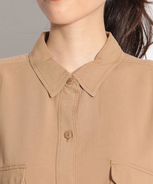 niko and...（ニコアンド）の「ミリタリーワイドシャツ（シャツ/ブラウス・レディース・ブラック/ベージュ/カーキ・MEDIUM/LARGE）」の4枚目の写真