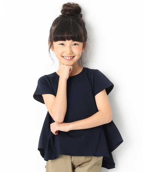 devirock（デビロック）の「ハンカチヘム半袖Tシャツ（Tシャツ/カットソー・キッズ・ホワイト/ネイビー/イエロー系その他/スモークピンク/ラベンダー/ブルーグレー/スミクロ・110cm/100cm/120cm/130cm/140cm/150cm/160cm）」の2枚目の写真