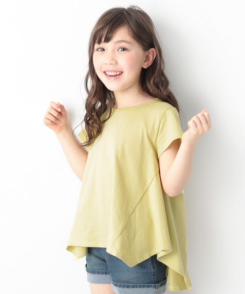 devirock（デビロック）の「ハンカチヘム半袖Tシャツ（Tシャツ/カットソー・キッズ・ホワイト/ネイビー/イエロー系その他/スモークピンク/ラベンダー/ブルーグレー/スミクロ・110cm/100cm/120cm/130cm/140cm/150cm/160cm）」の6枚目の写真