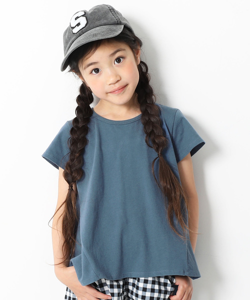 devirock（デビロック）の「ハンカチヘム半袖Tシャツ（Tシャツ/カットソー・キッズ・ホワイト/ネイビー/イエロー系その他/スモークピンク/ラベンダー/ブルーグレー/スミクロ・110cm/100cm/120cm/130cm/140cm/150cm/160cm）」の4枚目の写真