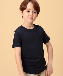 【130～160cm/ジュニアサイズ】ワンポイントクルーネックコットンTシャツ