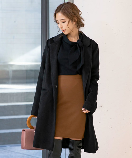 KOBE LETTUCE（コウベレタス）の「［ミディアム/ロング丈］シンプルチェスターコート（チェスターコート・レディース・グリーン系その他2/グリーン系その他4/ベージュ系その他/パープル系その他/グレー系その他2/ラベンダー/ブラック系その他/グレー系その他/ライトグレー/ブラック/ベージュ/チャコールグレー/ブルー系その他/グリーン系その他3/ブルー/グリーン系その他・L/MEDIUM/LARGE/M）」の2枚目の写真