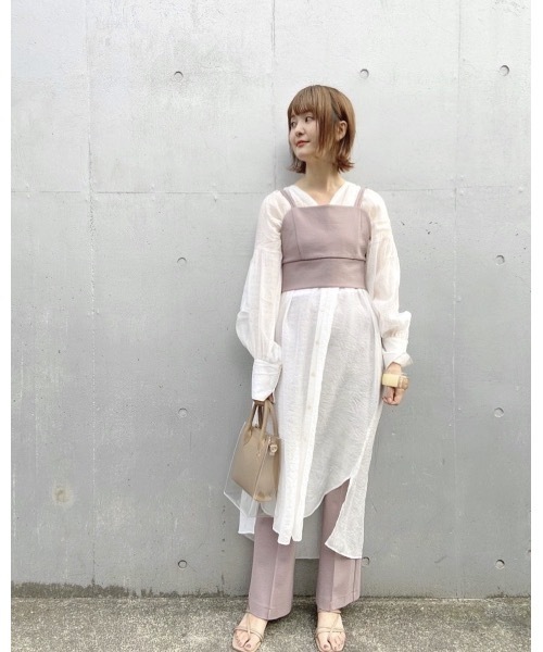 mystic（ミスティック）の「シアーシャツワンピース（シャツワンピース・レディース・ピンク/ベージュ/ホワイト・FREE）」の10枚目の写真