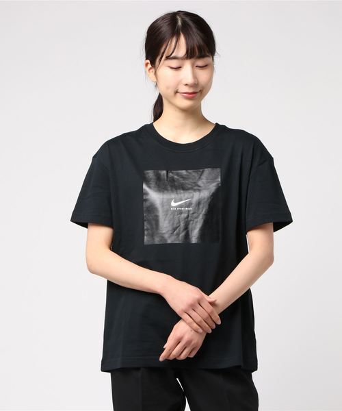 Nike ナイキ の Nike ナイキ As W Nsw Tee Oversized Lux 1 ウィメンズ オーバーサイズド Lux 1 Tシャツ Ck43 010 Black White Tシャツ カットソー Wear
