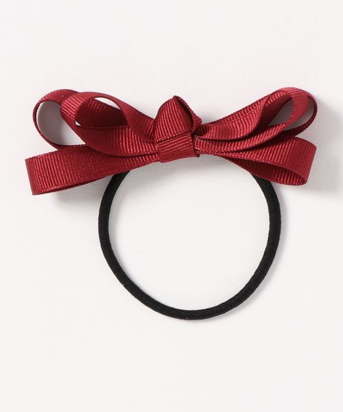 minia（ミニア）の「グログランリボンの3連結びポニー　[ minia ]（ヘアゴム・レディース・レッド/ブラック/ベージュ・FREE）」の5枚目の写真