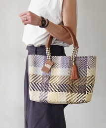 WOVEN チェック柄 かごバッグ パープル系その他 WOVEN チェック柄 かごバッグ パープル系その他 楽天市場