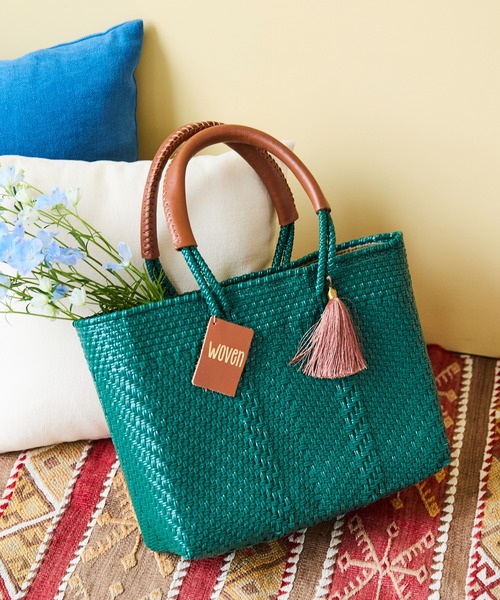 WOVEN(ウーヴン)の「WOVEN (ウーヴン) / スモールトート メキシコ製 バスケットバッグ メルカドバッグ かごバッグ(かごバッグ・レディース・ブラック×ホワイト/ブラック×ゴールド/ネイビー/ライトブルー/ブルー系その他/オレンジ/シルバー/ゴールド/ブルー系その他2/グリーン/ブラウン/ベージュ系その他/レッド/ブラック系その他/ブラウン系その他/マルチ/イエロー/ブラック/ブルー系その他3/ホワイト/イエロー系その他/ブラック系その他2/ダークグリーン/ゴールド系その他/レッド系その他/パープル系その他/パープル/ブラック系その他3/ゴールド系その他2/ゴールド系その他3/ブラウン系その他2/グリーン系その他2/シルバー系その他2/シルバー系その他3/ブラック系その他4/グリーン系その他/クリーム/ホワイト×ブラック・FREE)」の18枚目の写真
