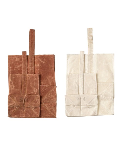 PUEBCO（プエブコ）の「GROCERY BAG WITH HANDLE Small（トートバッグ・メンズ・ホワイト/ブラウン・SMALL）」の6枚目の写真