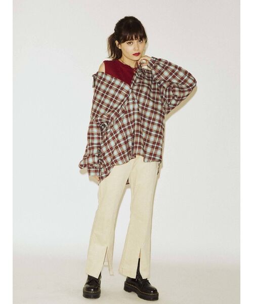 jouetie（ジュエティ）の「アシメレイヤードシャツ（シャツ/ブラウス・レディース・ブラック/ブラウン/レッド/ブルー・MEDIUM）」の6枚目の写真