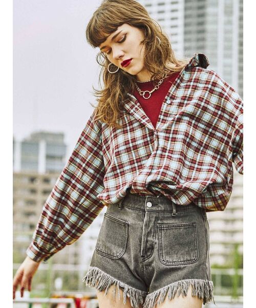 jouetie（ジュエティ）の「アシメレイヤードシャツ（シャツ/ブラウス・レディース・ブラック/ブラウン/レッド/ブルー・MEDIUM）」の15枚目の写真