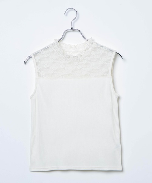 WEGO（ウィゴー）の「WEGO/レースシャーリングハイネックノースリーブ（タンクトップ・レディース・ホワイト/ブラック・FREE）」の13枚目の写真