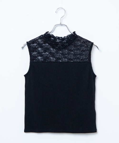 WEGO（ウィゴー）の「WEGO/レースシャーリングハイネックノースリーブ（タンクトップ・レディース・ホワイト/ブラック・FREE）」の14枚目の写真