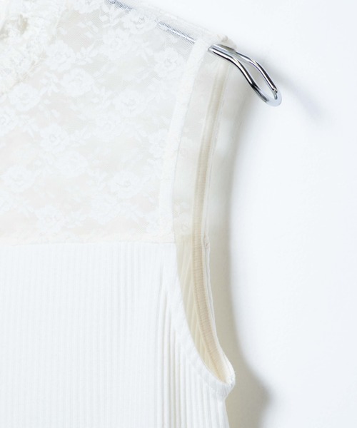 WEGO（ウィゴー）の「WEGO/レースシャーリングハイネックノースリーブ（タンクトップ・レディース・ホワイト/ブラック・FREE）」の17枚目の写真