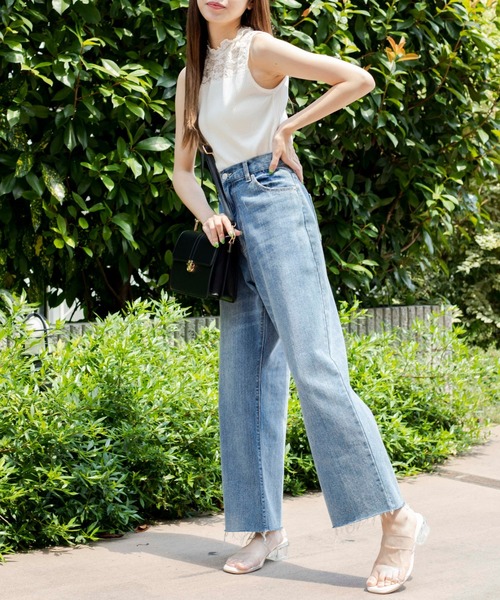 WEGO（ウィゴー）の「WEGO/レースシャーリングハイネックノースリーブ（タンクトップ・レディース・ホワイト/ブラック・FREE）」の20枚目の写真