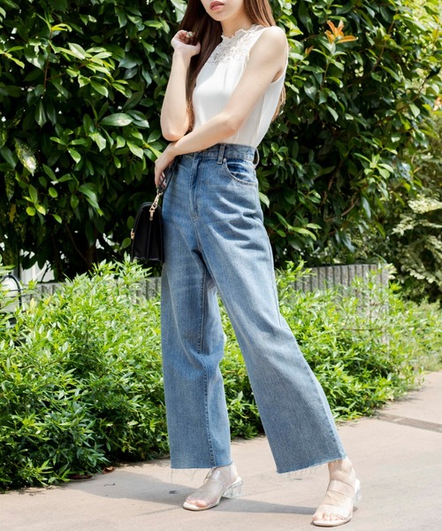 WEGO（ウィゴー）の「WEGO/レースシャーリングハイネックノースリーブ（タンクトップ・レディース・ホワイト/ブラック・FREE）」の21枚目の写真