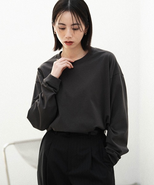EXTRA FINE COTTON SIDE SLIT BASIC L/S（Tシャツ/カットソー