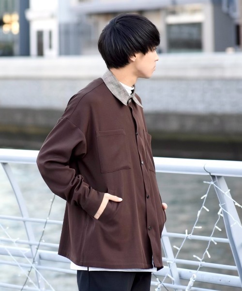 MinoriTY(マイノリティ)の「【MinoriTY × ファッションインフルエンサー こーせ】切替クレリックシャツジャケット(ブルゾン・メンズ・ブラウン系その他/ブラウン系その他2・M/L)」の12枚目の写真