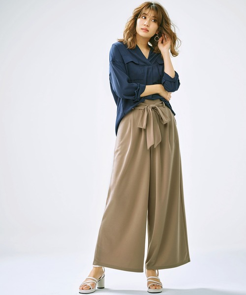 GeeRA(ジーラ)の「ベルト付美脚カットソーワイドパンツ(その他パンツ・レディース・ネイビー/カーキ/パープル/ベージュ/ブラック・SMALL/X-LARGE/LARGE/MEDIUM/XX-LARGE)」の14枚目の写真