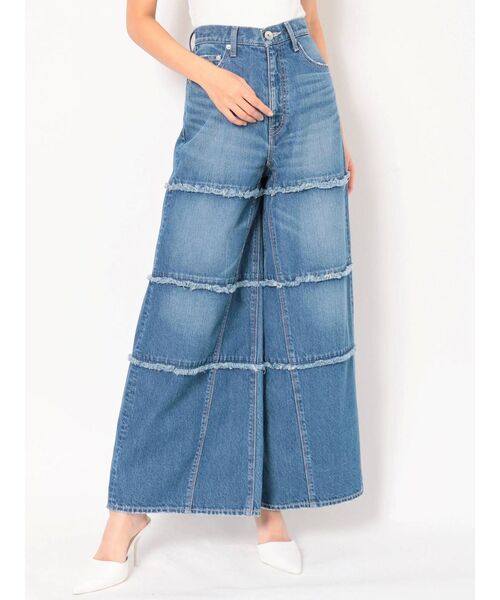 GYDA（ジェイダ）の「フリンジワイドデニムパンツ（デニムパンツ・レディース・オフホワイト/ブルー・SMALL/MEDIUM）」の12枚目の写真