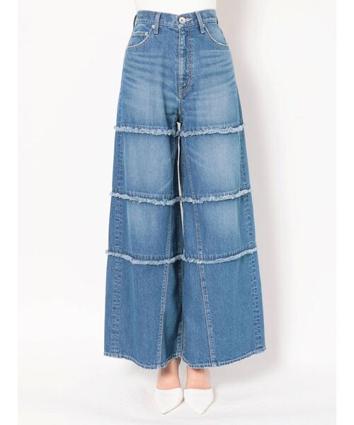 GYDA（ジェイダ）の「フリンジワイドデニムパンツ（デニムパンツ・レディース・オフホワイト/ブルー・SMALL/MEDIUM）」の6枚目の写真