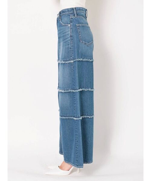 GYDA（ジェイダ）の「フリンジワイドデニムパンツ（デニムパンツ・レディース・オフホワイト/ブルー・SMALL/MEDIUM）」の5枚目の写真