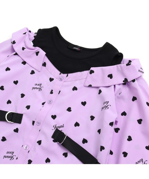 ハートアップリケ付長袖ワンピース　80cm ジェニィワンピース2枚まとめ売り