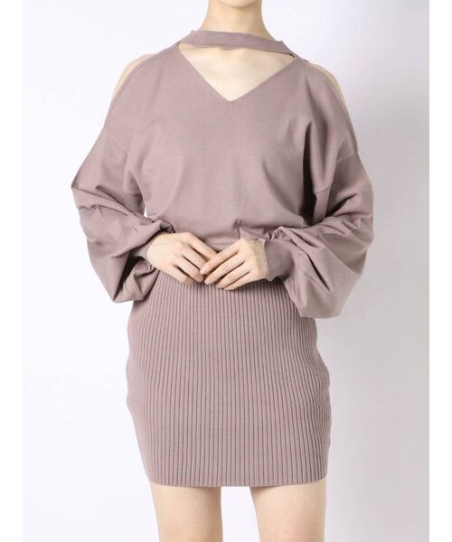 GYDA（ジェイダ）の「ショルダーオープン2WAYチョーカーKT OP（ワンピース・レディース・アイボリー/ブラック/ピンク・FREE）」の10枚目の写真