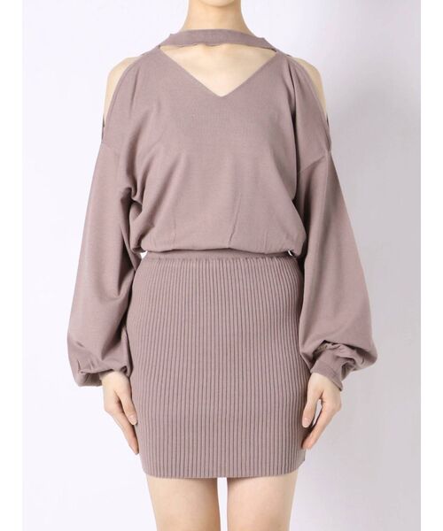 GYDA（ジェイダ）の「ショルダーオープン2WAYチョーカーKT OP（ワンピース・レディース・アイボリー/ブラック/ピンク・FREE）」の11枚目の写真