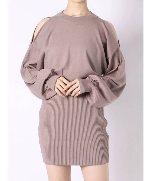 GYDA（ジェイダ）の「ショルダーオープン2WAYチョーカーKT OP（ワンピース・レディース・アイボリー/ブラック/ピンク・FREE）」の17枚目の写真