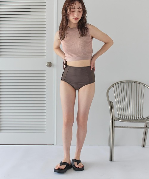 SEA DRESS（シードレス）の「サイドリボンニット×ハイウエストビキニ/水着（水着・レディース・アイボリー/ピンク/ブラック/ブラウン・M/S/L）」の22枚目の写真