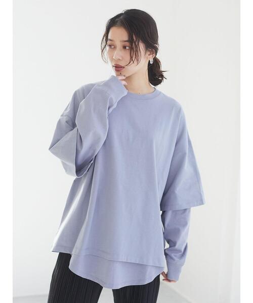 Sugar spoon(シュガースプーン)の「・SUGAR SPOON SET2点Tシャツ&ロンT*(Tシャツ/カットソー・レディース・ブルー/オフホワイト/チャコールグレー/オレンジ・FREE)」の8枚目の写真