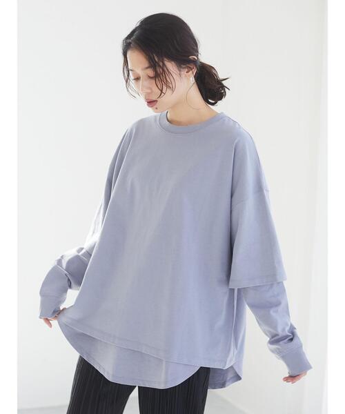 Sugar spoon(シュガースプーン)の「・SUGAR SPOON SET2点Tシャツ&ロンT*(Tシャツ/カットソー・レディース・ブルー/オフホワイト/チャコールグレー/オレンジ・FREE)」の13枚目の写真