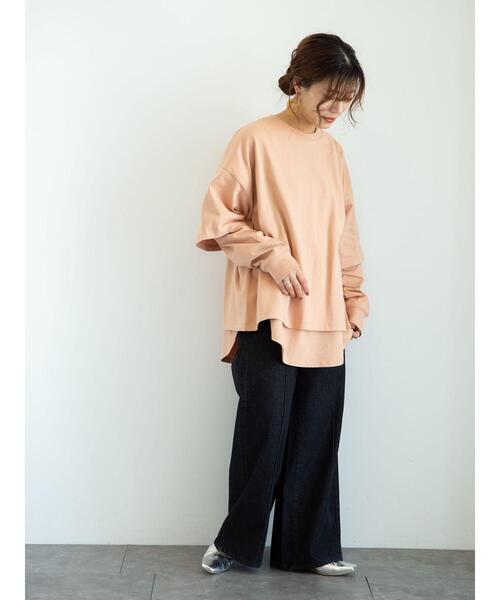 Sugar spoon(シュガースプーン)の「・SUGAR SPOON SET2点Tシャツ&ロンT*(Tシャツ/カットソー・レディース・ブルー/オフホワイト/チャコールグレー/オレンジ・FREE)」の14枚目の写真