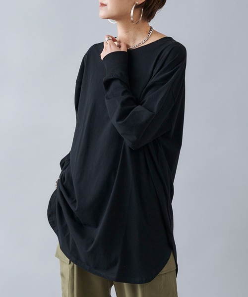 DouDou(ドゥドゥ)の「BIG T(Tシャツ/カットソー・レディース・ブラック/オフホワイト/ライトベージュ・FREE)」の2枚目の写真