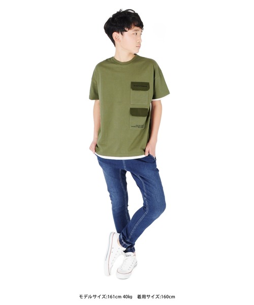 GLAZOS（グラソス）の「[テーパード]接触冷感デニム・ジョガーアンクルパンツ（デニムパンツ・キッズ・ライトブルー/ブルー/ホワイト・130cm/170cm/140cm/160cm/150cm）」の14枚目の写真