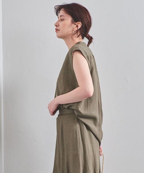 UNITED ARROWS(ユナイテッドアローズ)の「UWCC CE/LINEN ノースリーブ シャツ◆(シャツ/ブラウス・レディース・オリーブ/ターコイズブルー/ナチュラル・FREE)」の4枚目の写真