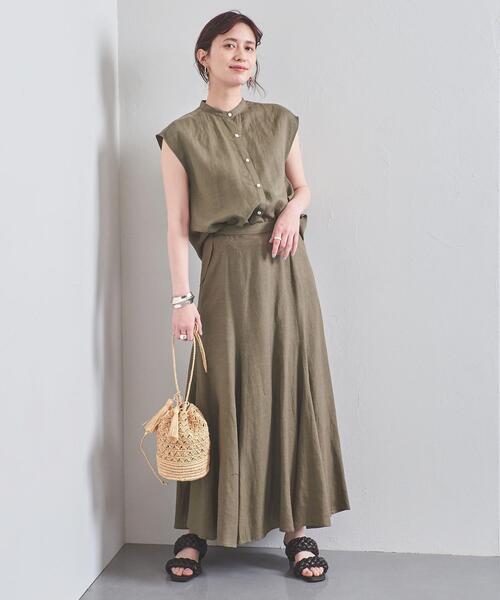 UNITED ARROWS(ユナイテッドアローズ)の「UWCC CE/LINEN ノースリーブ シャツ◆(シャツ/ブラウス・レディース・オリーブ/ターコイズブルー/ナチュラル・FREE)」の6枚目の写真