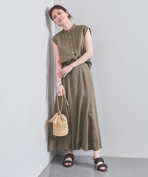 UNITED ARROWS(ユナイテッドアローズ)の「UWCC CE/LINEN ノースリーブ シャツ◆(シャツ/ブラウス・レディース・オリーブ/ターコイズブルー/ナチュラル・FREE)」の7枚目の写真