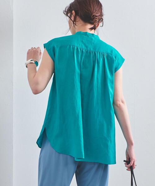 UNITED ARROWS(ユナイテッドアローズ)の「UWCC CE/LINEN ノースリーブ シャツ◆(シャツ/ブラウス・レディース・オリーブ/ターコイズブルー/ナチュラル・FREE)」の8枚目の写真