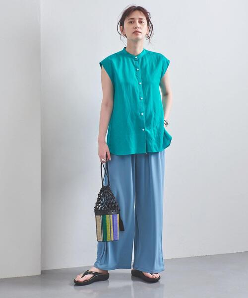 UNITED ARROWS(ユナイテッドアローズ)の「UWCC CE/LINEN ノースリーブ シャツ◆(シャツ/ブラウス・レディース・オリーブ/ターコイズブルー/ナチュラル・FREE)」の9枚目の写真