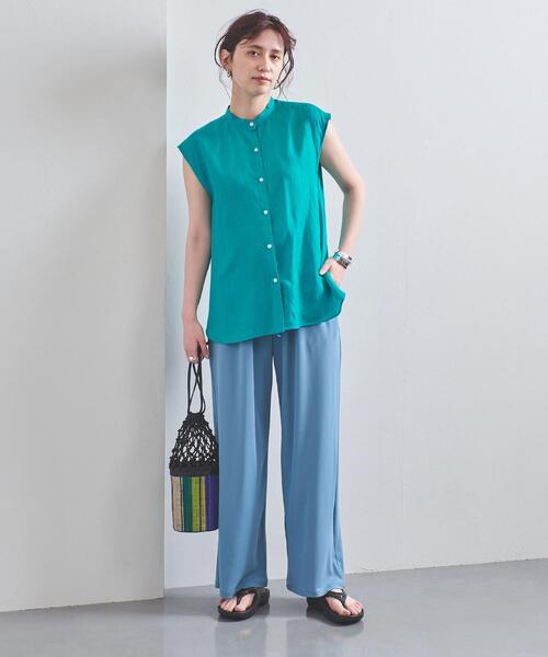 UNITED ARROWS(ユナイテッドアローズ)の「UWCC CE/LINEN ノースリーブ シャツ◆(シャツ/ブラウス・レディース・オリーブ/ターコイズブルー/ナチュラル・FREE)」の10枚目の写真