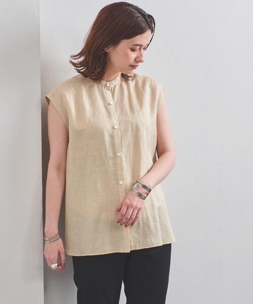 UNITED ARROWS(ユナイテッドアローズ)の「UWCC CE/LINEN ノースリーブ シャツ◆(シャツ/ブラウス・レディース・オリーブ/ターコイズブルー/ナチュラル・FREE)」の13枚目の写真