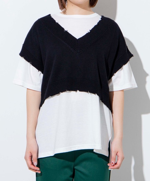 WEGO（ウィゴー）の「WEGO/【2点セット】Tシャツセットダメージショートニットベスト（ベスト・レディース・ライム/オレンジ/ブラック/アイボリー・FREE）」の22枚目の写真