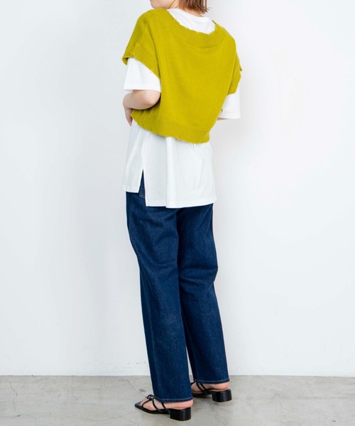 WEGO（ウィゴー）の「WEGO/【2点セット】Tシャツセットダメージショートニットベスト（ベスト・レディース・ライム/オレンジ/ブラック/アイボリー・FREE）」の11枚目の写真