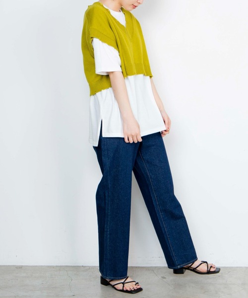 WEGO（ウィゴー）の「WEGO/【2点セット】Tシャツセットダメージショートニットベスト（ベスト・レディース・ライム/オレンジ/ブラック/アイボリー・FREE）」の21枚目の写真