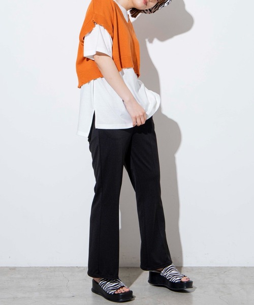 WEGO（ウィゴー）の「WEGO/【2点セット】Tシャツセットダメージショートニットベスト（ベスト・レディース・ライム/オレンジ/ブラック/アイボリー・FREE）」の15枚目の写真