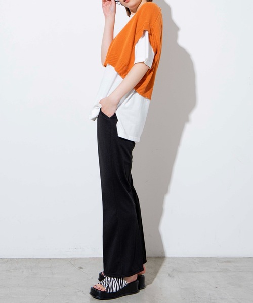 WEGO（ウィゴー）の「WEGO/【2点セット】Tシャツセットダメージショートニットベスト（ベスト・レディース・ライム/オレンジ/ブラック/アイボリー・FREE）」の18枚目の写真