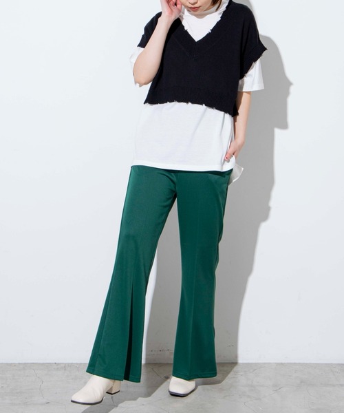 WEGO（ウィゴー）の「WEGO/【2点セット】Tシャツセットダメージショートニットベスト（ベスト・レディース・ライム/オレンジ/ブラック/アイボリー・FREE）」の6枚目の写真