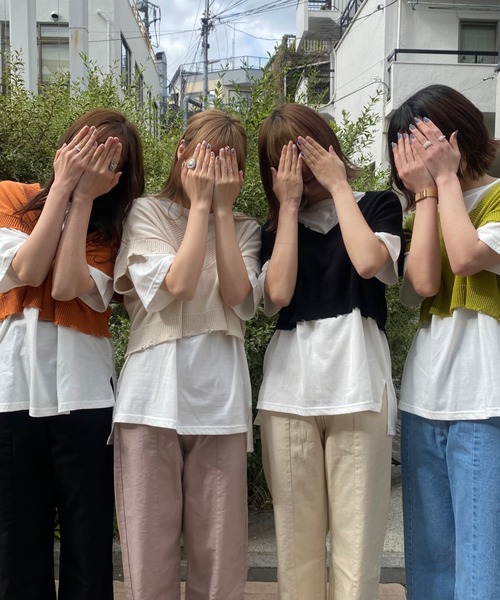 WEGO（ウィゴー）の「WEGO/【2点セット】Tシャツセットダメージショートニットベスト（ベスト・レディース・ライム/オレンジ/ブラック/アイボリー・FREE）」の16枚目の写真